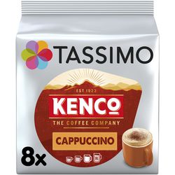 TASSIMO Cappuccino Coffee Pods Pack of 8 + 8 Concentrated Milk Cups