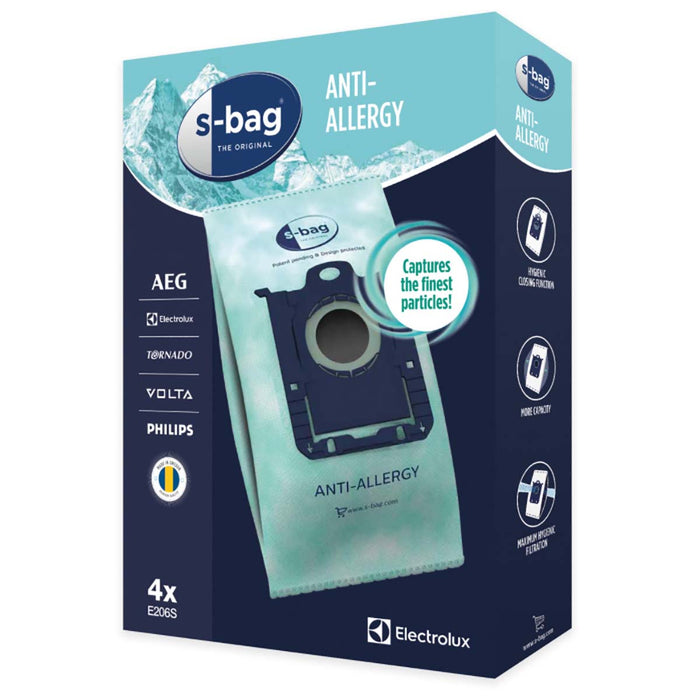 Electrolux E206S s-bag® Anti-Allergy Vacuum Cleaner Bag - 4 Pieces