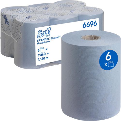 Scott Essential Slimroll Hand Towels Rolled Blue 1 Ply 6696 6 Rolls