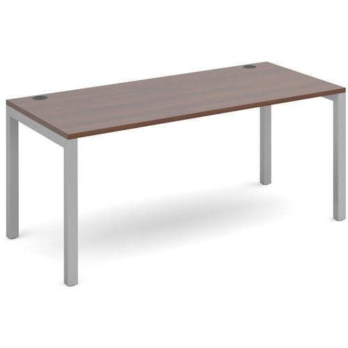Dams International Rectangular Starter Unit Single Desk with Walnut Melamine Top and Silver Frame 4 Legs Connex 1600 x 800 x 725mm