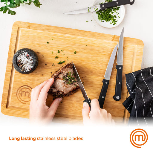 MasterChef Steak Knife Set Stainless Steel, ABS Black, Silver 11 cm