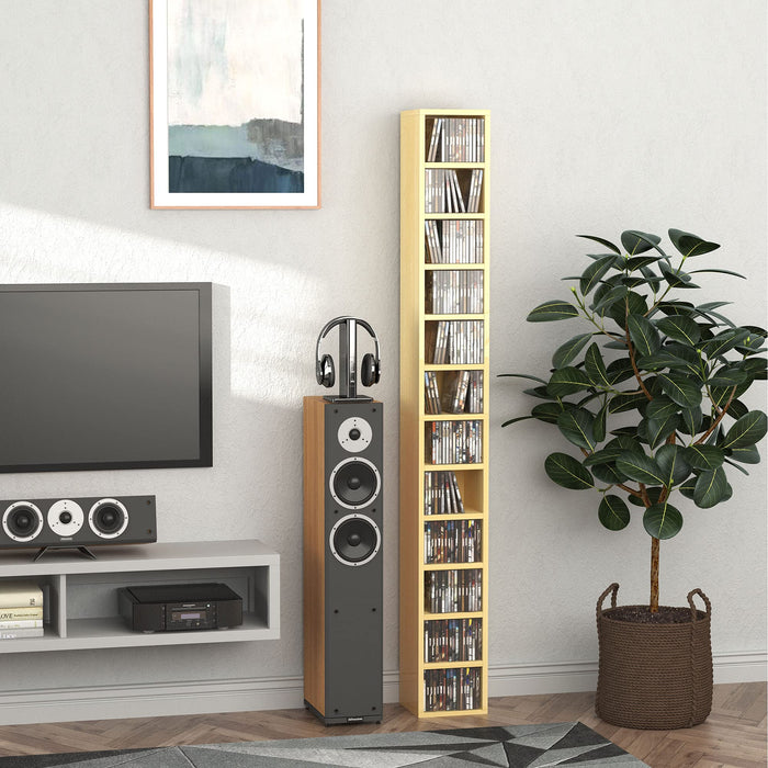 HOMCOM Multimedia Cabinet MDF (Medium-Density Fiberboard) Pine Wood Colour