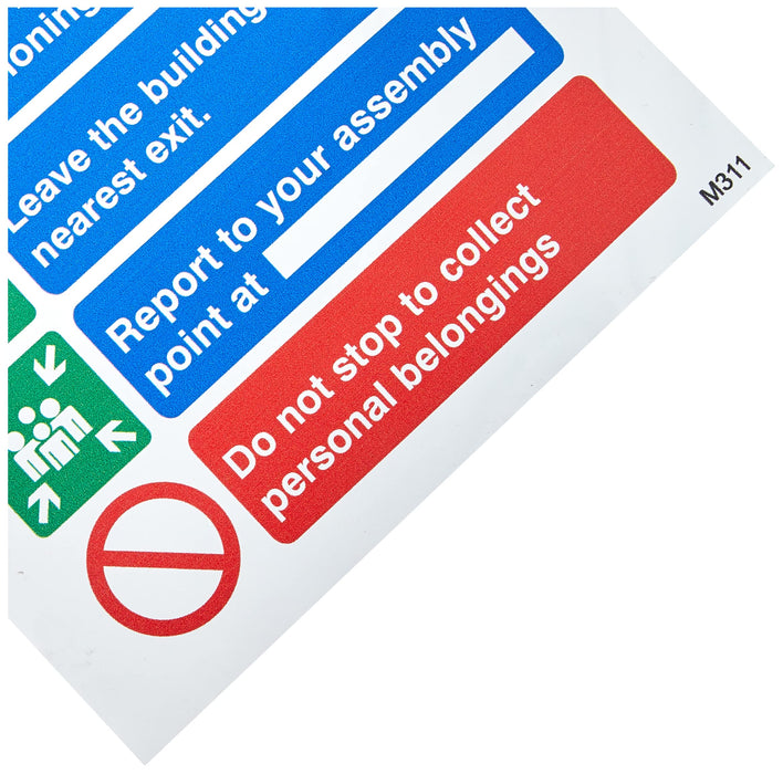 Fire Action Sign Self Adhesive Vinyl 20 x 15 cm