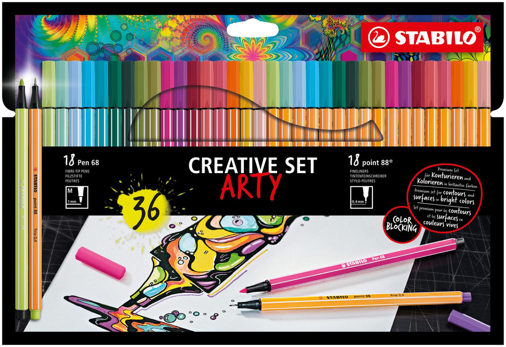 STABILO Fineliner Pen Cardboard Arty Assorted Pack of 36