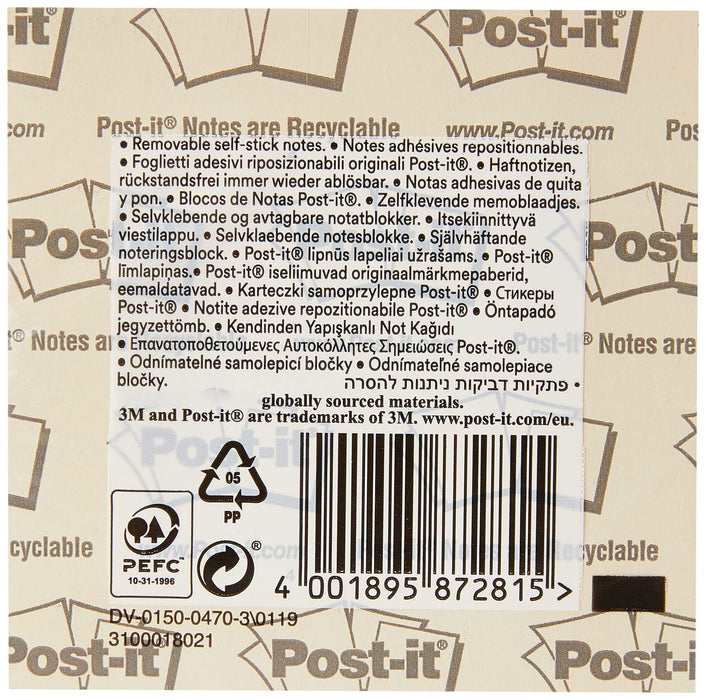 Post-it Sticky Notes Cube 76 x 76 mm Assorted 450 Sheets