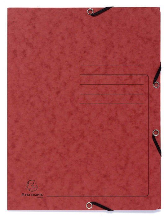 Exacompta 3 Flap Folder 55405E Red Mottled Pressboard Pack of 25