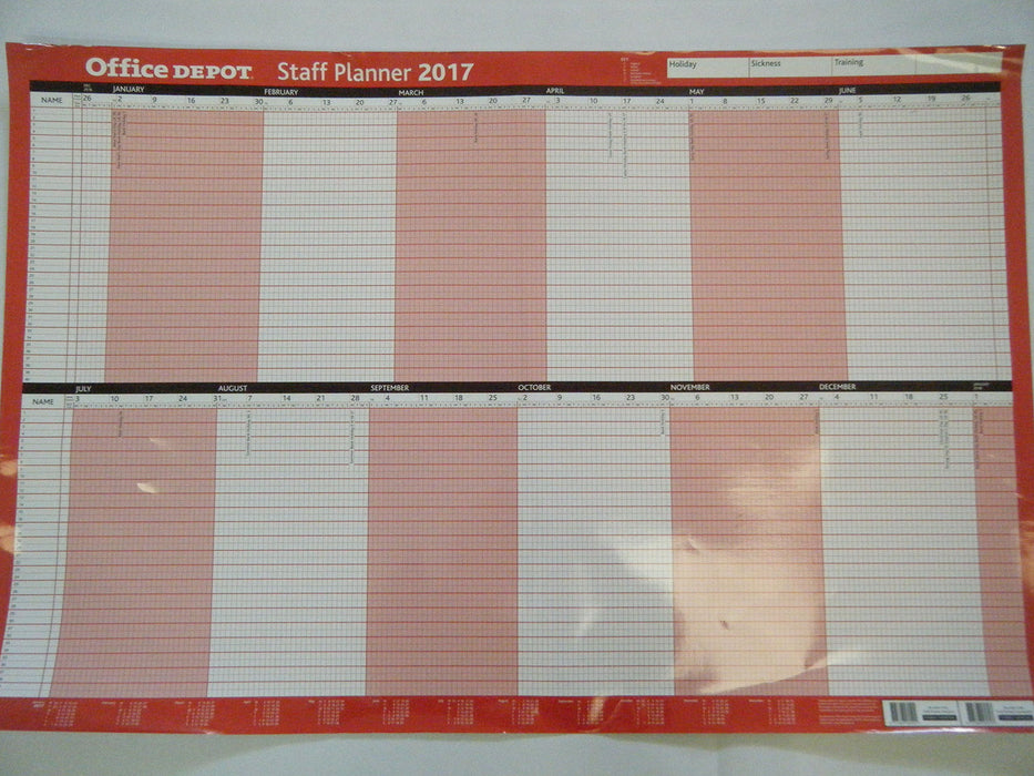 Viking Staff Planner Wall Mounted 2024 Landscape Red English 91 x 61 cm