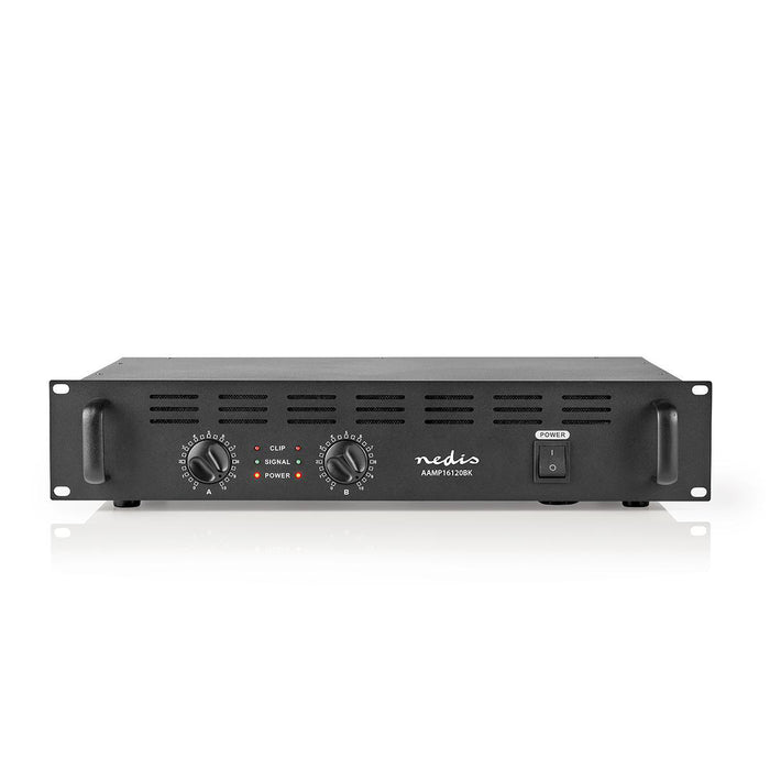 Nedis PA Amplifier - RMS output: 2x 100 W @ 8 Ohm / 2x 150 W @ 4 Ohm, 2 Channels, 2U, Metal - Black