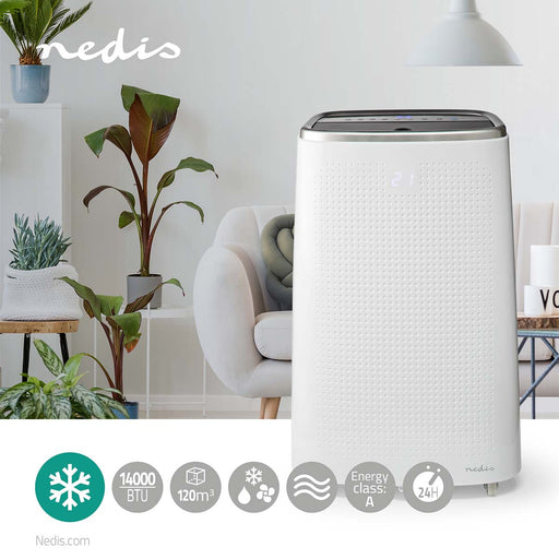 Nedis Mobile Air Conditioner - 14000 BTU, 120 m³, 3-Speed, Shut-off timer - White