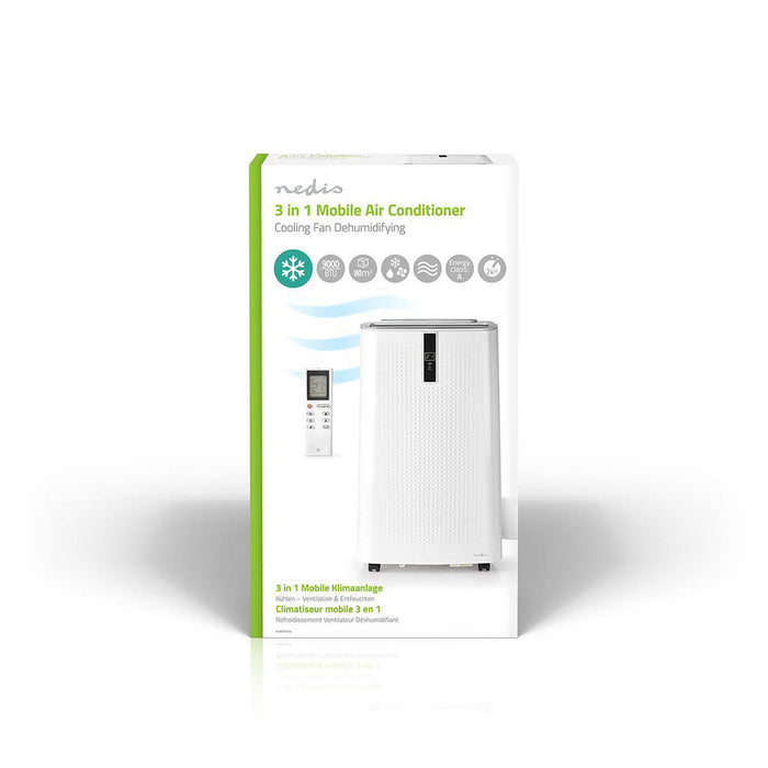 Nedis Mobile Air Conditioner - 9000 BTU, 80 m³, 3-Speed, Shut-off timer - White