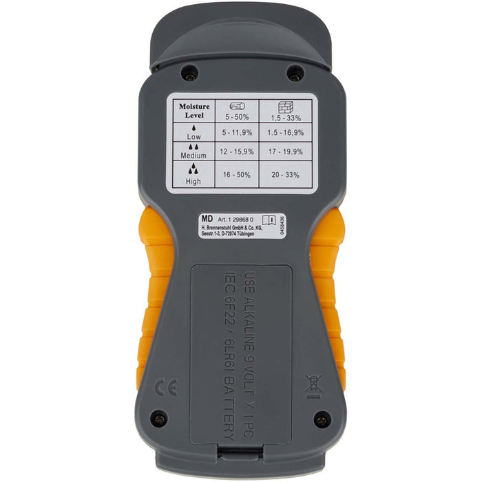 Brennenstuhl Moisture Meter for Wood / Walls / Building material with LCD Display Anthracite / Yellow