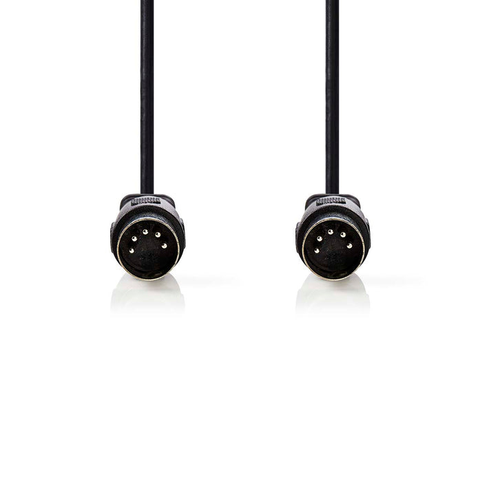 Nedis DIN Audio Cable - DIN 5-Pin Male, DIN 5-Pin Male, Nickel Plated, Black - Label
