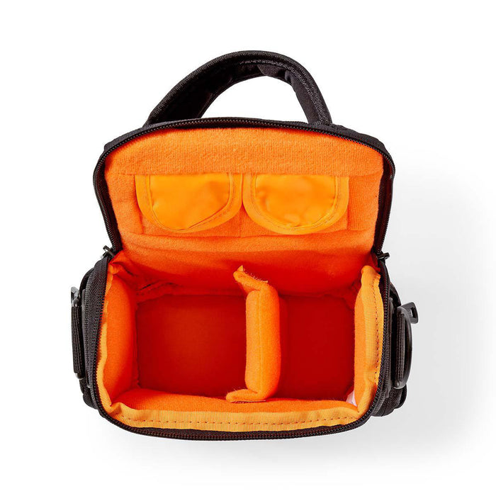 Nedis Camera Bag - Shoulder Bag, Water-repellent, 65 mm, Total number of compartments: 6 - Black / Orange