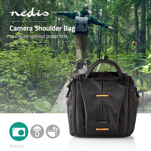 Nedis Camera Bag - Shoulder Bag, Water-repellent, 65 mm, Total number of compartments: 6 - Black / Orange