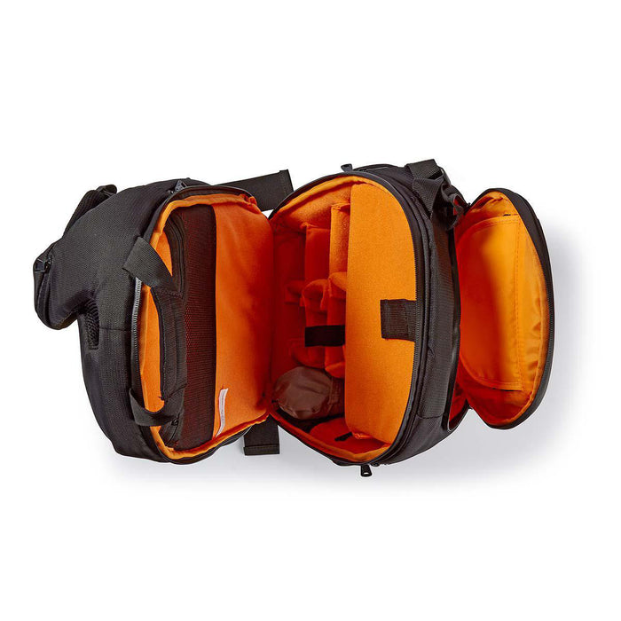 Nedis Camera Bag - Backpack, Water-repellent, 150 mm, Total number of compartments: 16 - Black / Orange