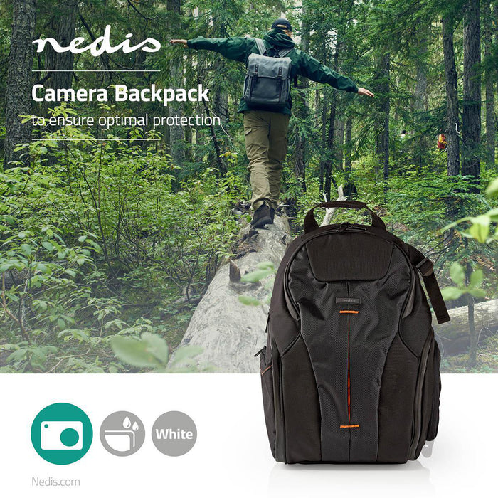 Nedis Camera Bag - Backpack, Water-repellent, 150 mm, Total number of compartments: 16 - Black / Orange