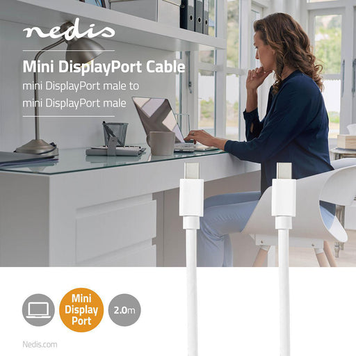 Nedis Mini DisplayPort Cable - DisplayPort 1.4, Mini DisplayPort Male, Mini DisplayPort Male, White - Blister