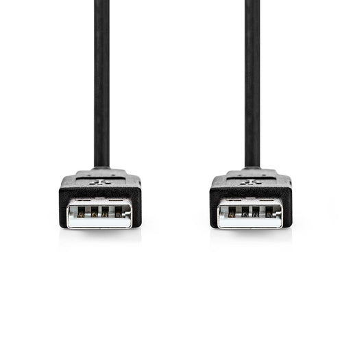 Nedis USB Cable - USB 2.0, USB-A Male, USB-A Male, Black - Label