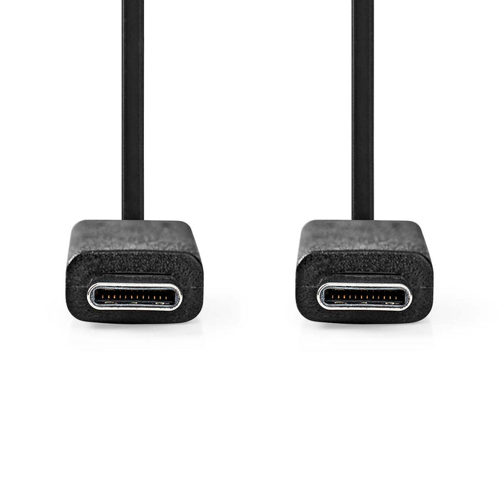 Nedis USB Cable - USB 3.2 Gen 2x2, USB-C Male, USB-C Male, Black - Label
