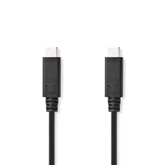 Nedis USB Cable - USB 3.2 Gen 2x2, USB-C Male, USB-C Male, Black - Label