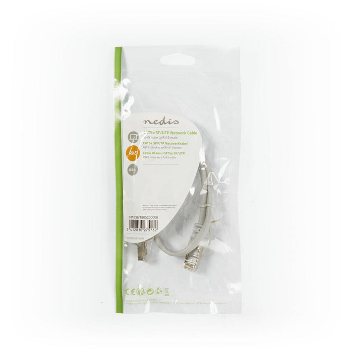 Nedis CAT5e Cable - SF/UTP, RJ45 Male, RJ45 Male, Grey - Polybag