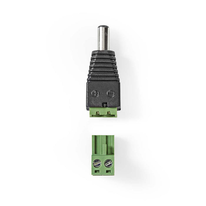 Nedis CCTV Security Connector - 2-Way Terminal Block, 5.5 x 2.1 mm Male, Male, Male - Black / Green
