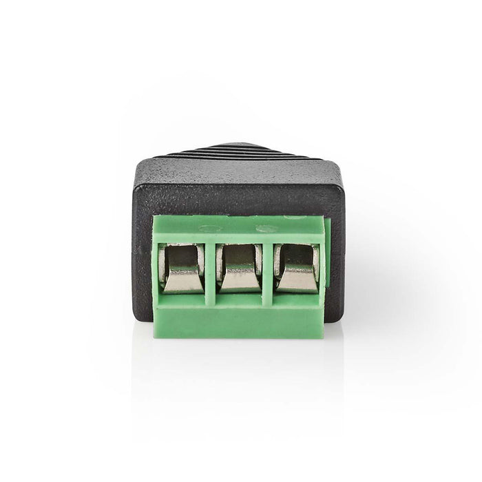 Nedis CCTV Security Connector - 3-Way Terminal Block, 3.5mm Jack Male, Male, Male - Black / Green