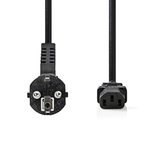 Nedis Power Cable - Plug with earth contact male, IEC-320-C13, Angled 90°, Black - Tag