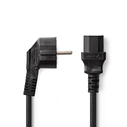 Nedis Power Cable - Plug with earth contact male, IEC-320-C13, Angled 90°, Black - Tag