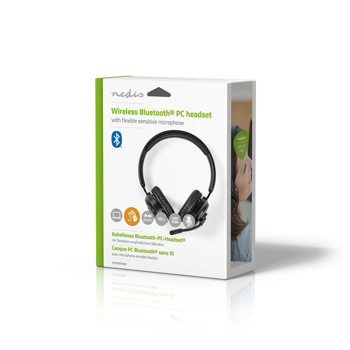 Nedis PC Headset - On-Ear, Stereo, Bluetooth, Fold-Away Microphone - Black
