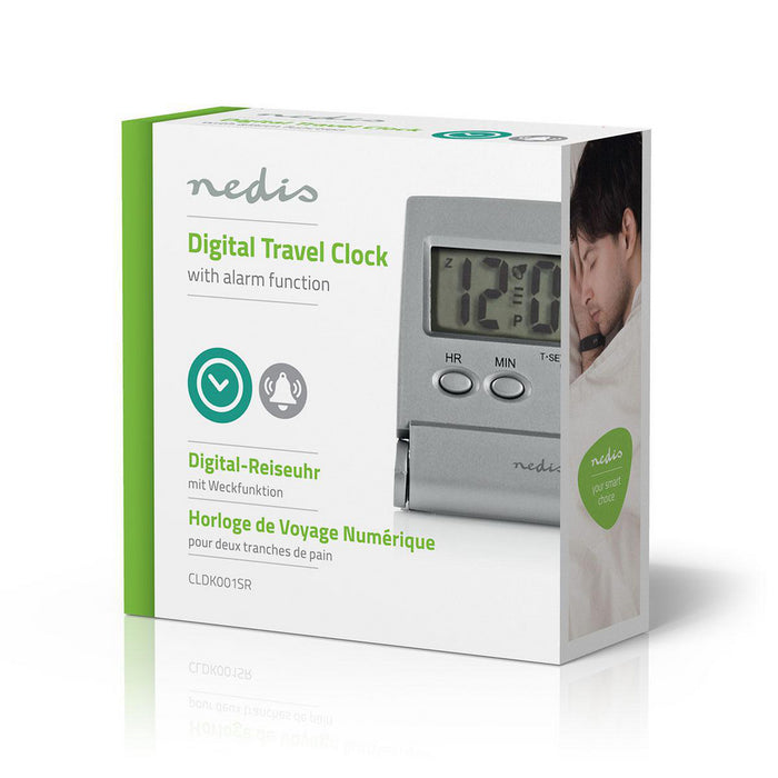 Nedis Digital Desk Alarm Clock - Backlight LCD Display, 1.7 cm, Backlight, Yes - Silver