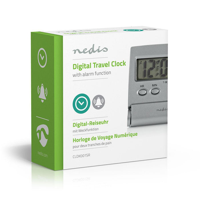 Nedis Digital Desk Alarm Clock - Backlight LCD Display, 1.7 cm, Backlight, Yes - Silver