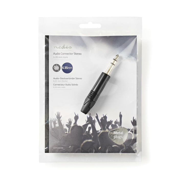 Nedis 6.35 mm Connector - Straight, Male, Nickel Plated, Polybag - 1 pcs