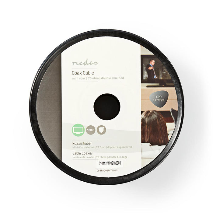 Nedis Coax Cable On Reel - Mini Coax, 75 Ohm, Single Shielded, White - Reel