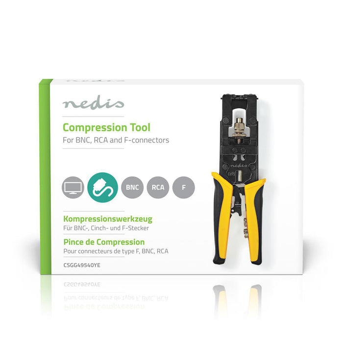 Nedis Antenna Cable Installation Tool - Crimp Plier Tool - Black / Yellow - ABS / Steel, 