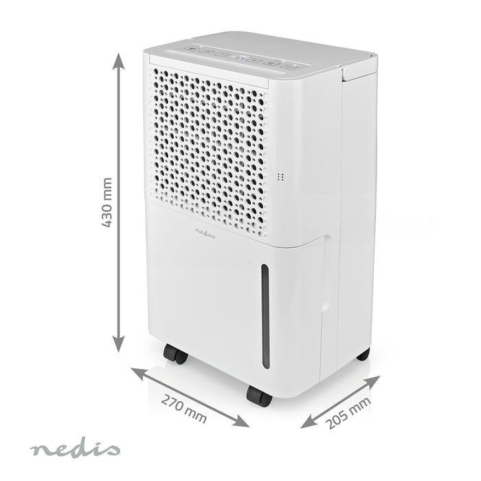 Nedis Dehumidifier - 10 l/Day, Dehumidification / Automatic / Dry laundry / Ventilation, Yes, Yes - 100 m³/h
