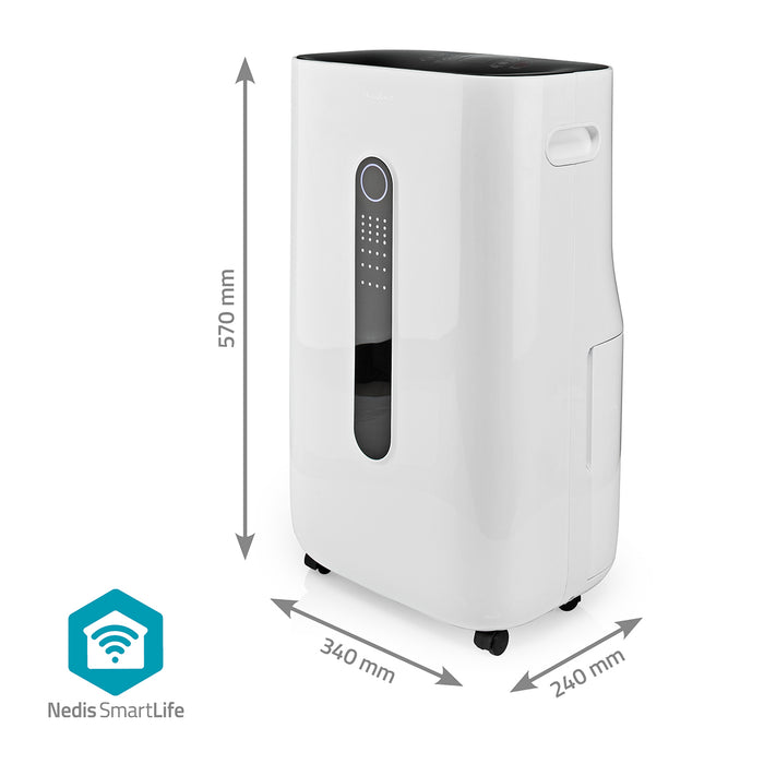 Nedis SmartLife Dehumidifier - Wi-Fi, 20 l/Day, Dehumidification / Continuous / Max+ / Dry laundry / Ventilation, Adjustable hygrostat - 195 m³/h