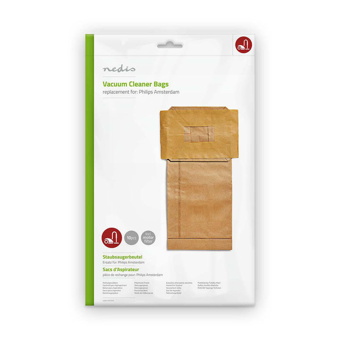 Nedis Vacuum Cleaner Bag - 10 pcs, Paper, Most sold for: Philips, Most sold for: Philips - Brown