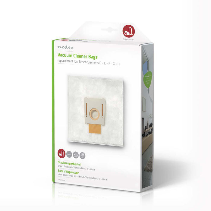 Nedis Vacuum Cleaner Bag - 4 pcs, Synthetic, Most sold for: Bosch / Siemens, Most sold for: Bosch / Siemens - White