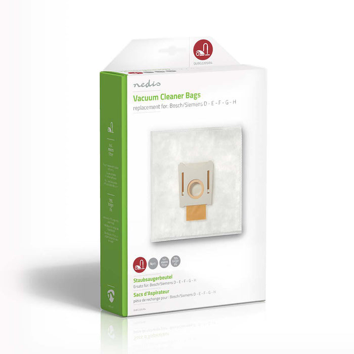 Nedis Vacuum Cleaner Bag - 4 pcs, Synthetic, Most sold for: Bosch / Siemens, Most sold for: Bosch / Siemens - White