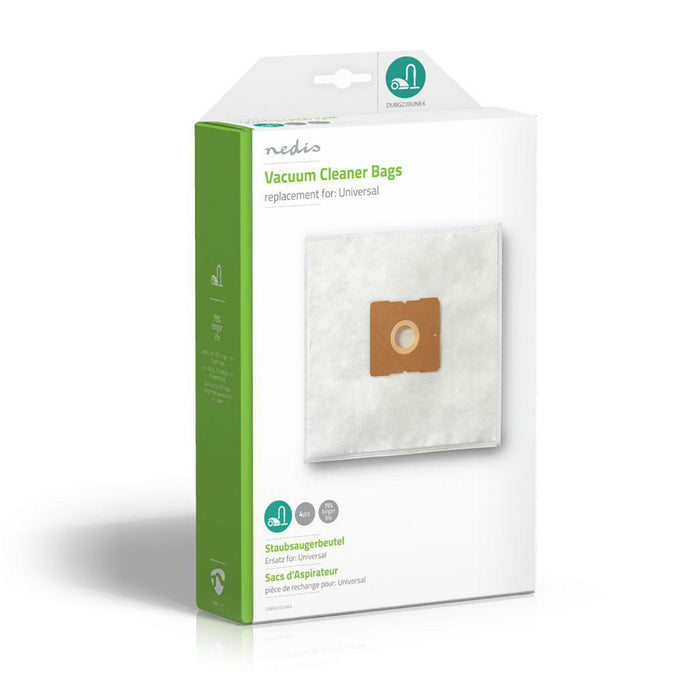 Nedis Vacuum Cleaner Bag - 4 pcs, Synthetic, Most sold for: Universal, Most sold for: Universal - White