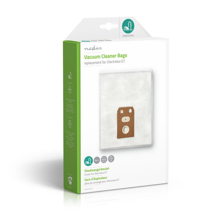 Nedis Vacuum Cleaner Bag - 4 pcs, Synthetic, Most sold for: Electrolux, Most sold for: Electrolux - White