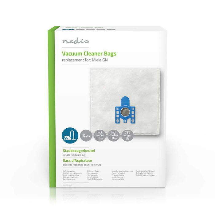 Nedis Vacuum Cleaner Bag - 12 pcs, Synthetic, Most sold for: Miele, Most sold for: Miele - White