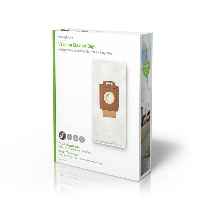 Nedis Vacuum Cleaner Bag - 4 pcs, Synthetic, Most sold for: Nilfisk, Most sold for: Nilfisk - White