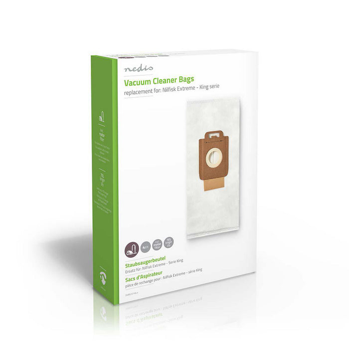 Nedis Vacuum Cleaner Bag - 4 pcs, Synthetic, Most sold for: Nilfisk, Most sold for: Nilfisk - White