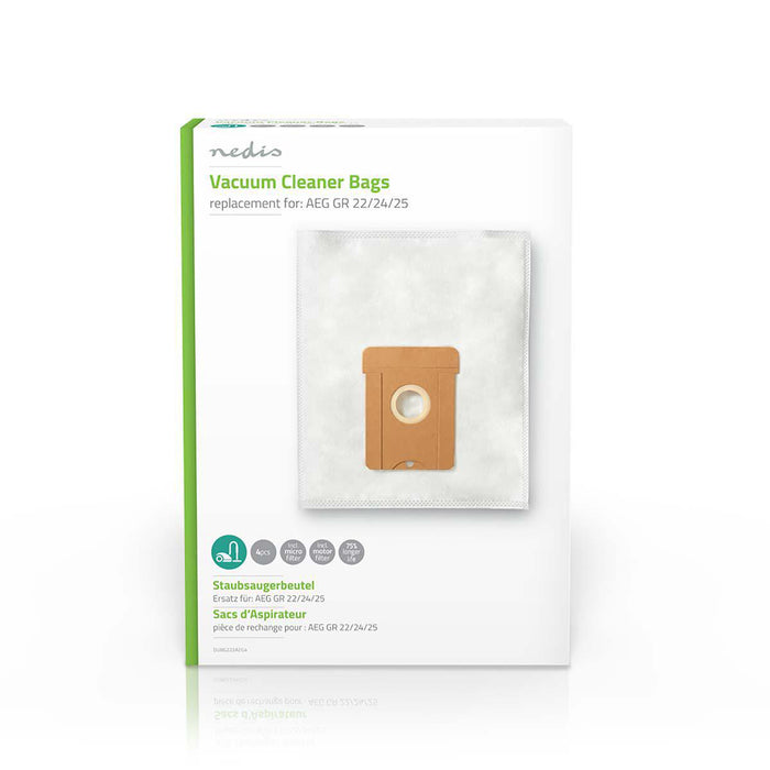 Nedis Vacuum Cleaner Bag - 4 pcs, Synthetic, Most sold for: AEG, Most sold for: AEG - White
