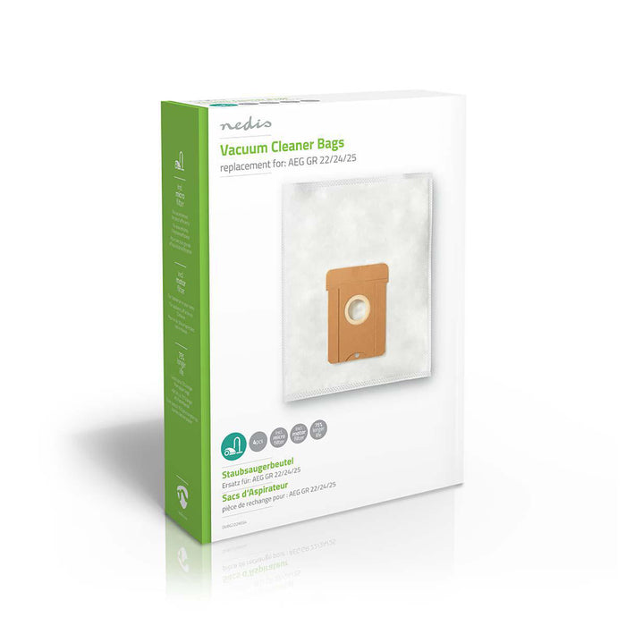 Nedis Vacuum Cleaner Bag - 4 pcs, Synthetic, Most sold for: AEG, Most sold for: AEG - White