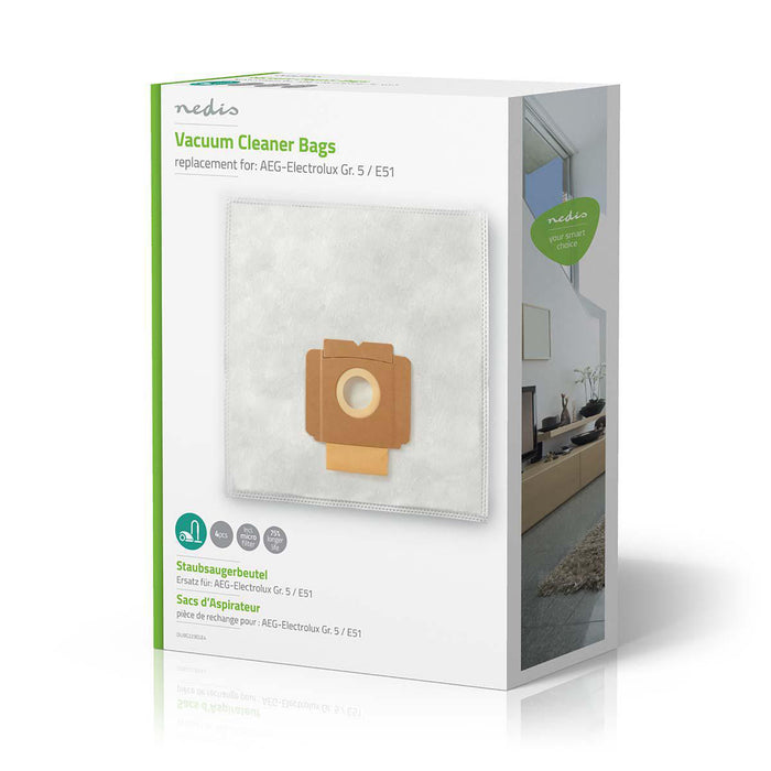 Nedis Vacuum Cleaner Bag - 4 pcs, Synthetic, Most sold for: Electrolux, Most sold for: Electrolux - White