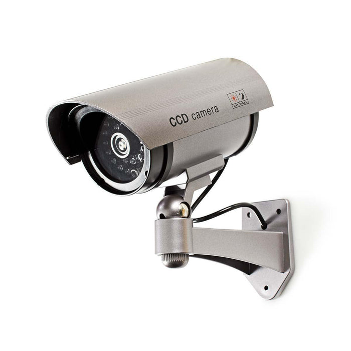 Nedis Dummy Security Camera - Bullet, IP44, Battery Powered, Including wall mount - Grey