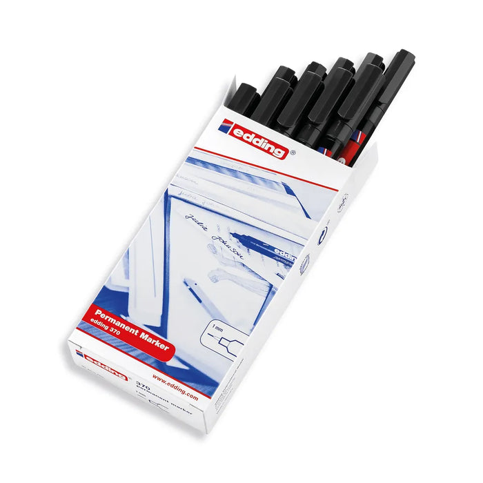 Edding 370 Fine Permanent Marker - Black (Pack of 10)